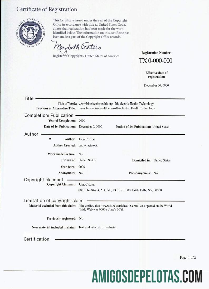 Amostra PSD de certificado de redação dos EUA exemplo